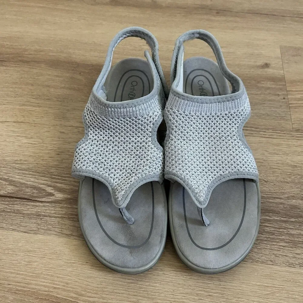 Orthofeet Fisherman Sandals Womens Size 9 Stretch Comfort Walking Mesh Gray